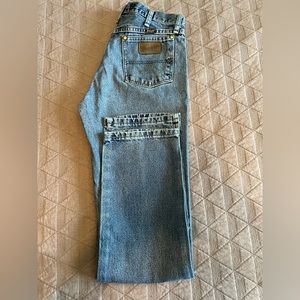 USED GEORGE STRAIT COWBOY CUT SLIM FIT JEAN IN HEAVYWEIGHT STONE DENIM 32x34